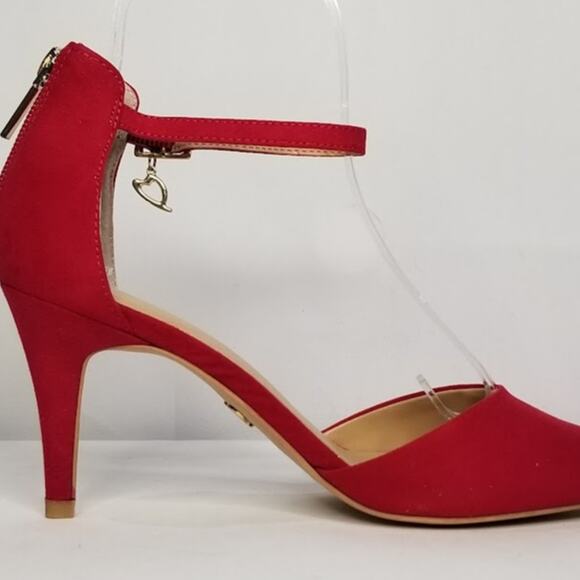 Thalia Sodi Vanesssa Pointed-Toe Pumps With Charm Detail Size 7 Red/ Gold NWT - Picture 3 of 8